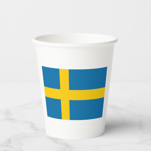 Flagge Schwedens Pappbecher (Vorderseite)