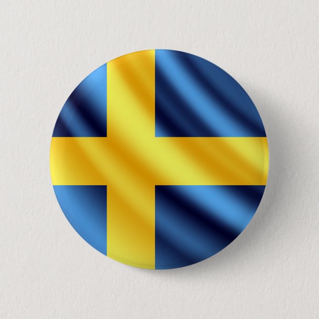 Flagge Schwedens wellenartig bewegender pinback Button (Vorderseite)