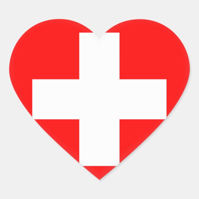 Flagge Schweiz (Schweiz) Herz-Aufkleber (Vorderseite)