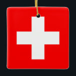 Flagge Schweiz (Schweiz) Keramikornament<br><div class="desc">Anpassbare World Flag Produkte - Bitte fühlen Sie sich frei,  Ihren eigenen Text hinzuzufügen.</div>