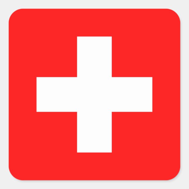 Flagge Schweiz (Schweiz) Quadratischer Aufkleber (Vorderseite)
