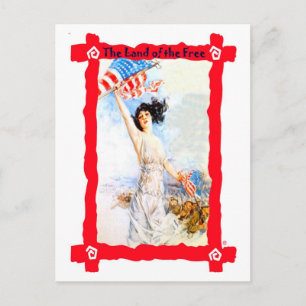 Flagge schwenkend postkarte