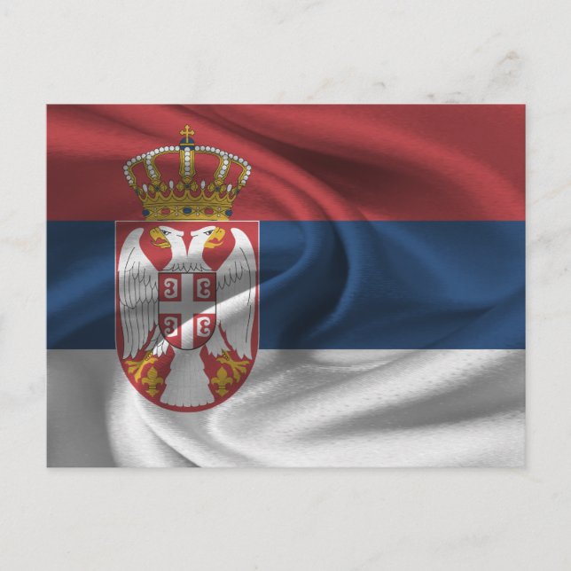 Flagge Serbien Postkarte (Vorderseite)