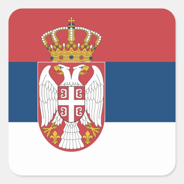 Flagge Serbiens Quadratischer Aufkleber (Vorderseite)