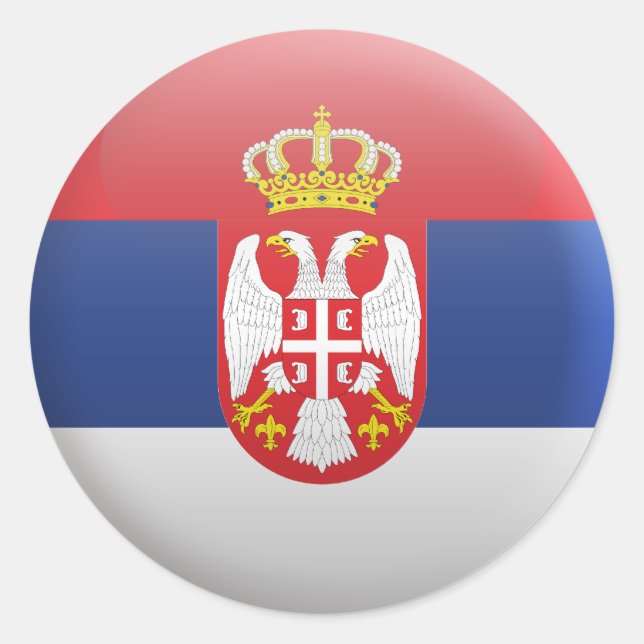 Flagge Serbiens Runder Aufkleber (Vorderseite)