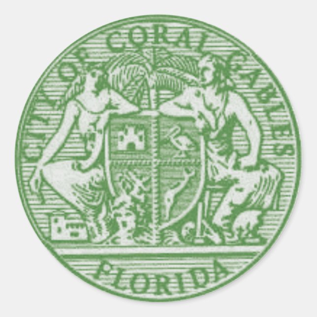 Flagge/Siegel der Korallengabel, Florida Runder Aufkleber (Vorderseite)