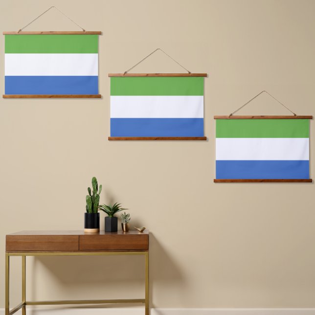 Flagge Sierra Leones Wandteppich Mit Holzrahmen (Asymmetrisch)