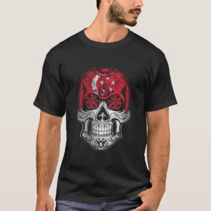 Flagge Singapurs für Schädel und Rose T-Shirt