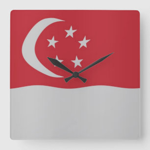 Flagge Singapurs Quadratische Wanduhr
