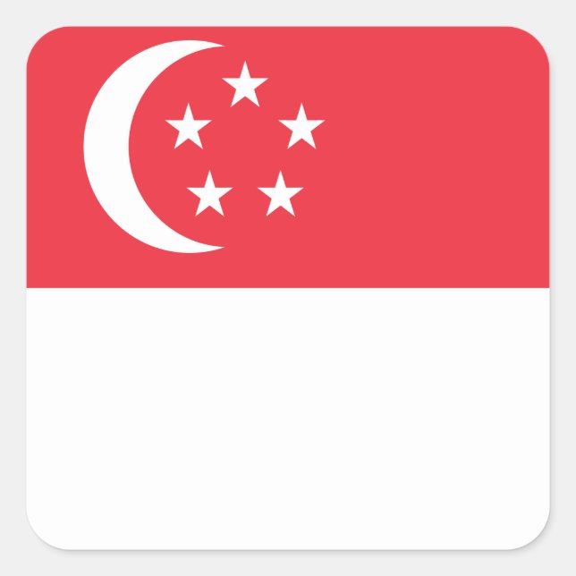 Flagge Singapurs Quadratischer Aufkleber (Vorderseite)