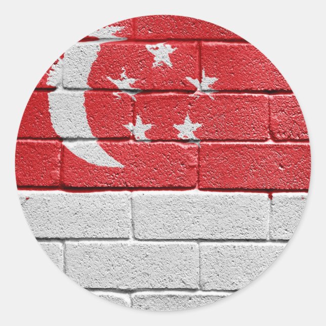 Flagge Singapurs Runder Aufkleber (Vorderseite)