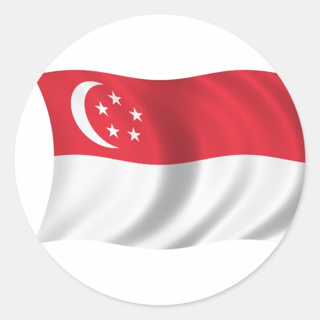 Flagge Singapurs Runder Aufkleber (Vorderseite)