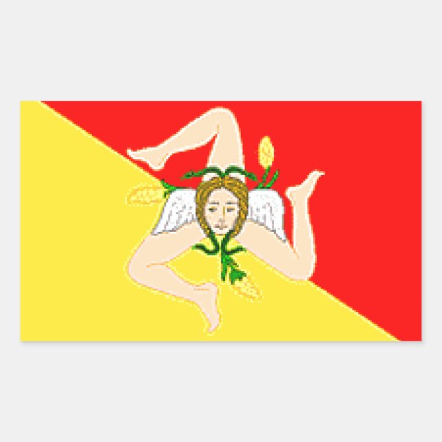 Flagge Sizilien (Italien) Rechteckiger Aufkleber (Vorderseite)