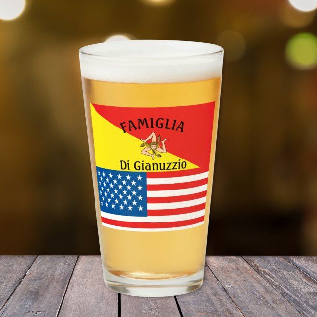 Flagge Siziliens Glas (Flag of Sicily American Flag
Sicilian American Personalized
Glass Tumbler)