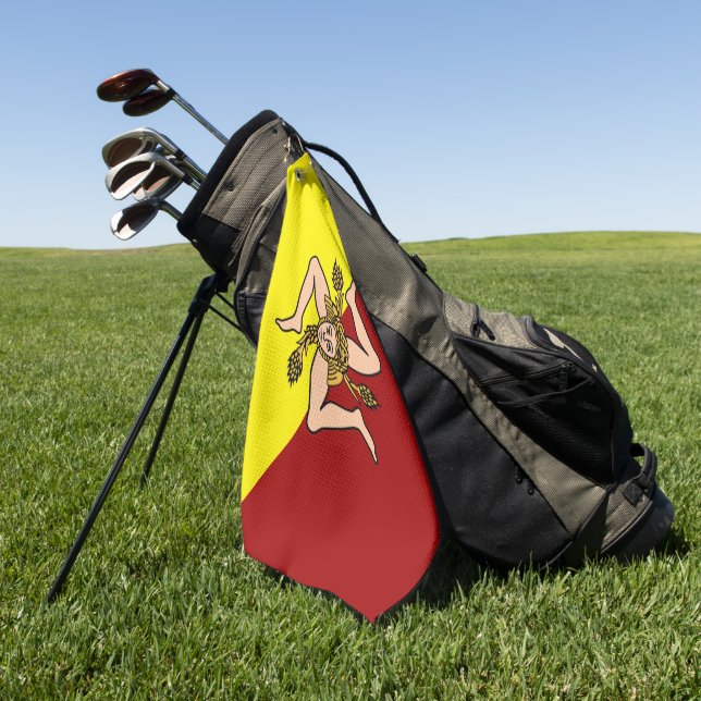 Flagge Siziliens (Italien) Golfhandtuch (Gras)