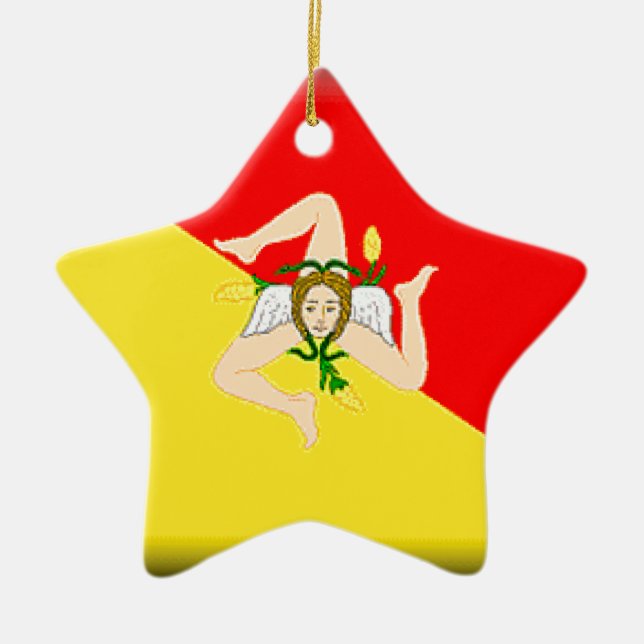 Flagge Siziliens (Italien) Keramikornament (Vorne)