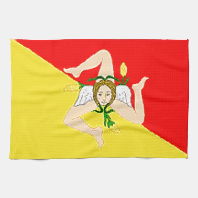 Flagge Siziliens (Italien) Küchentuch (Horizontal)