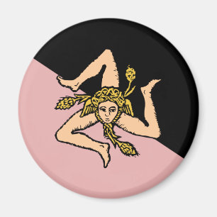 Flagge Siziliens (Rosa und Schwarzes), Italien Magnet