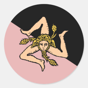 Flagge Siziliens (Rosa und Schwarzes), Italien Runder Aufkleber
