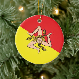 Flagge Siziliens - Sizilianisch Keramik Ornament