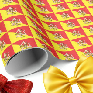 Flagge Siziliens Wiederholungsdruck Trinacria Geschenkpapier