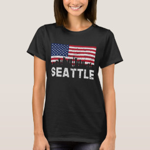 Flagge-Skyline Seattles WA beunruhigt T-Shirt