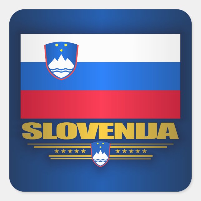 Flagge Sloweniens Quadratischer Aufkleber (Vorderseite)