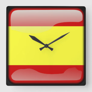 Flagge Spaniens Quadratische Wanduhr