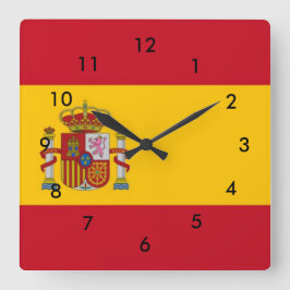 Flagge Spaniens Quadratische Wanduhr