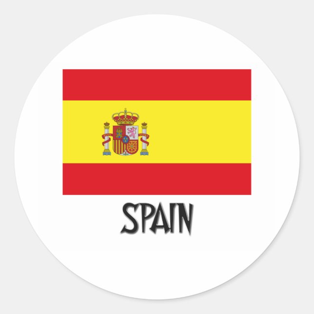 Flagge Spaniens Runder Aufkleber (Vorderseite)
