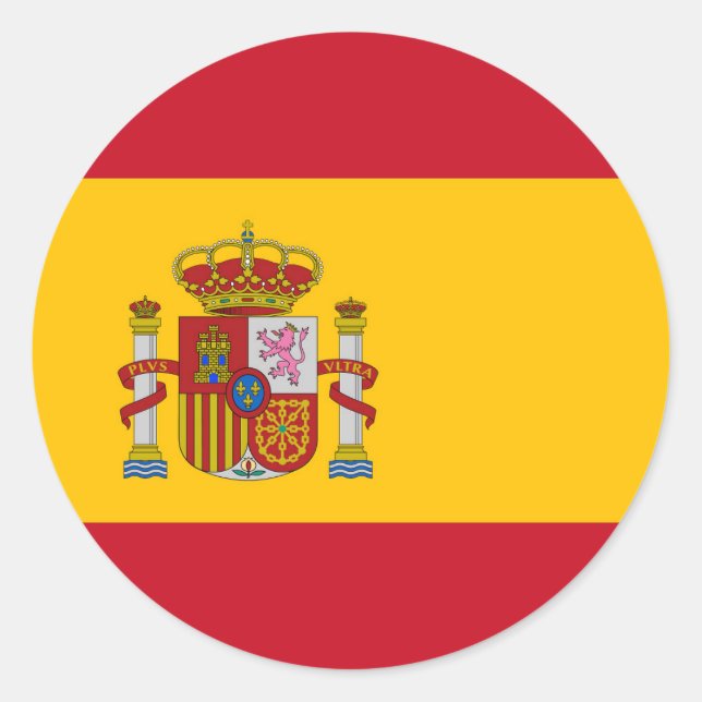Flagge Spaniens Runder Aufkleber (Vorderseite)