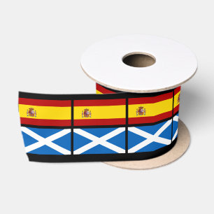 Flagge Spaniens und Schottlands Satinband