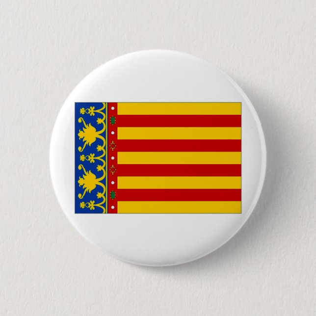 Flagge Spaniens Valencia Button (Vorderseite)