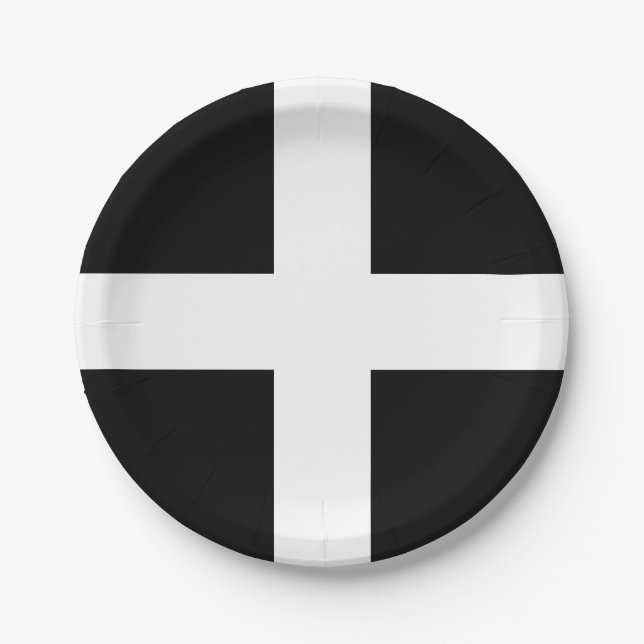 Flagge St. Pirans/Flagge von Cornwall Pappteller (Vorderseite)