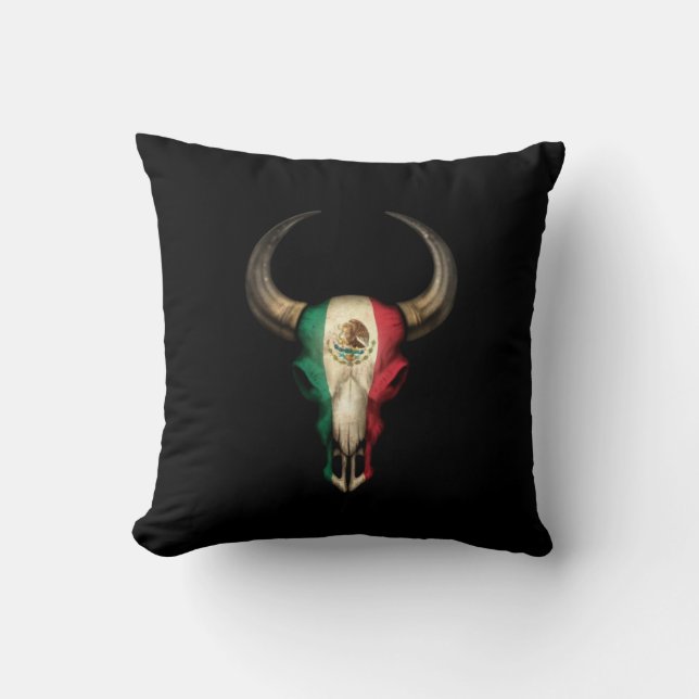Flagge-Stier-Schädel auf Schwarzem Kissen (Vorderseite)