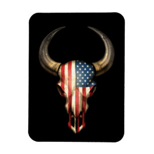 Flagge-Stier-Schädel auf Schwarzem Magnet