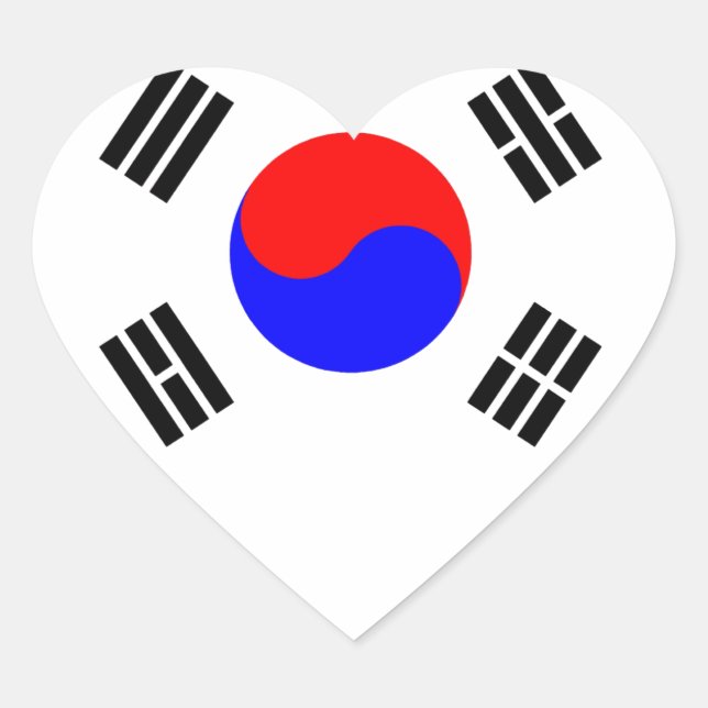Flagge Südkoreas Herz-Aufkleber (Vorderseite)