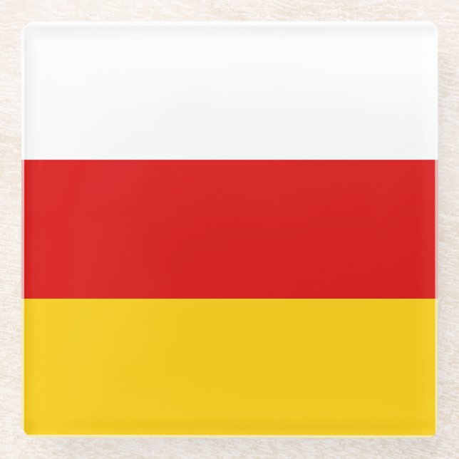 Flagge Südossetiens Glasuntersetzer (Vorderseite)