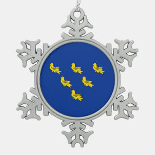 Flagge Sussex Schneeflocken Zinn Weihnachtsbaumanh Zinn-Ornament