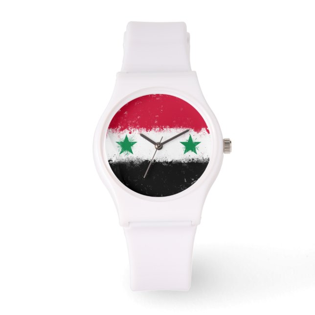 Flagge Syriens Armbanduhr (Vorderseite)