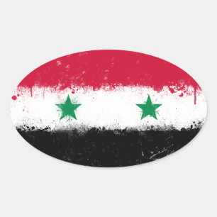 Flagge Syriens Ovaler Aufkleber