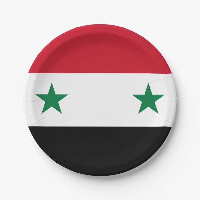 Flagge Syriens Pappteller (Vorderseite)
