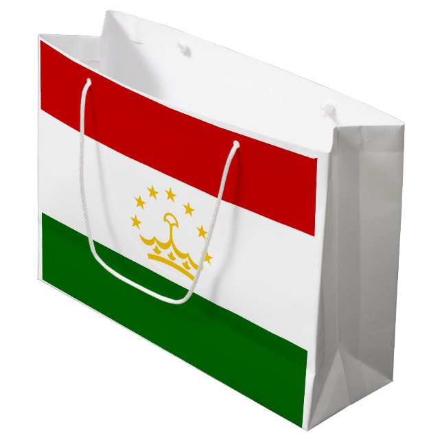 Flagge Tadschikistans Große Geschenktüte (Vorderseite Schrägansicht)