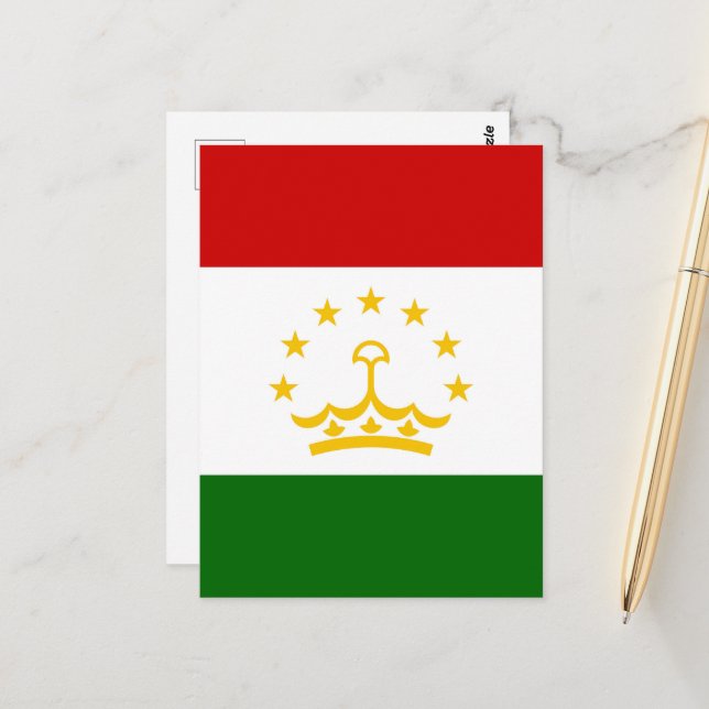 Flagge Tadschikistans Postkarte (Vorderseite/Rückseite Beispiel)