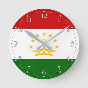 Flagge Tadschikistans Runde Wanduhr