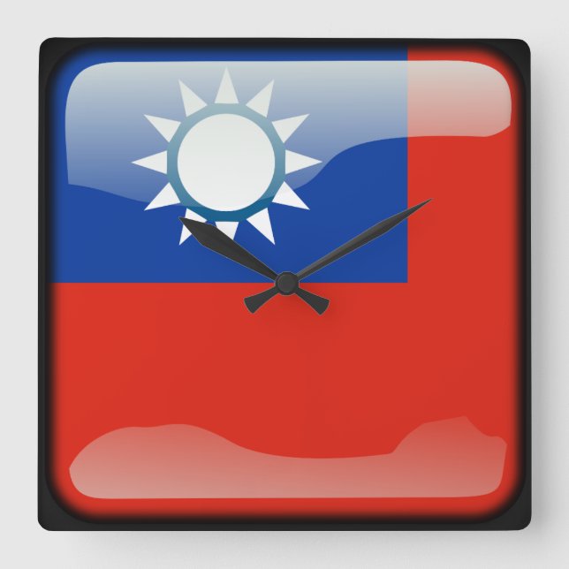 Flagge Taiwans Quadratische Wanduhr (Vorderseite)