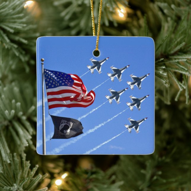 Flagge Thunderbird Jets USA MIA/POW Keramikornament (Baum)