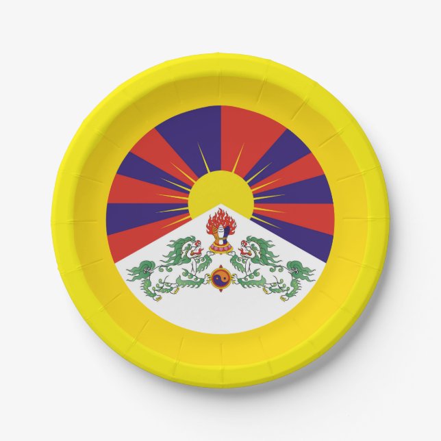 Flagge Tibet & Snow Lions - Der Himalaya Pappteller (Vorderseite)