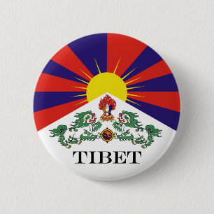 Flagge Tibets oder Schneeballflagge Button