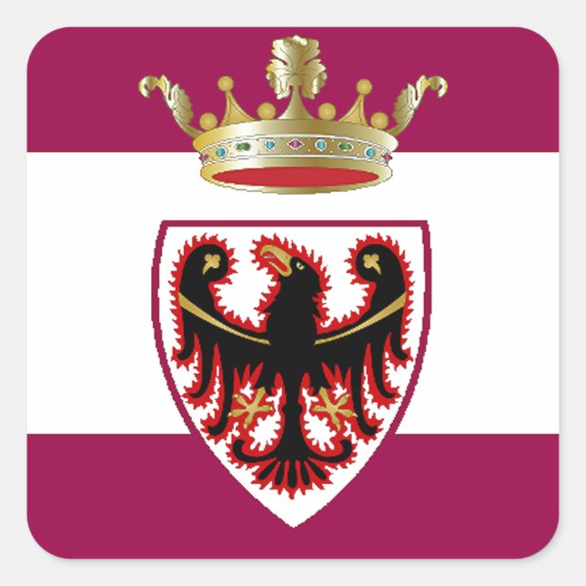 Flagge Trentino (Italien) Quadratischer Aufkleber (Vorderseite)